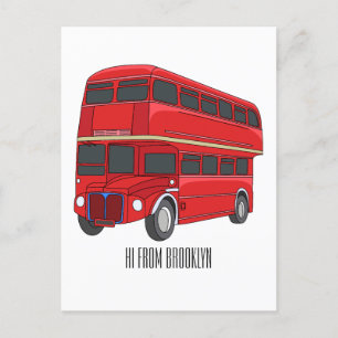 illustration av buss-tecknaden dubbla-decker vykort