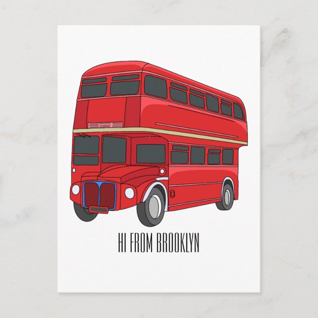 illustration av buss-tecknaden dubbla-decker vykort (Framsida)