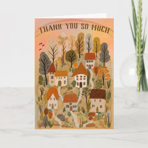 Illustration av byn TACK Autumn Cute Land Kort