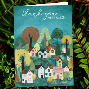 Illustration av byn tack Cute Land Kort