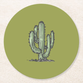 Illustration av Cactus Plant Hand plockade Underlägg Papper Rund