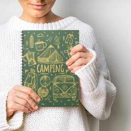 Illustration av camping utomhus anteckningsbok
