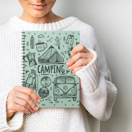 Illustration av camping utomhus anteckningsbok