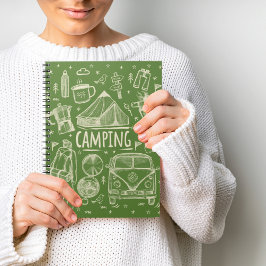 Illustration av camping utomhus anteckningsbok