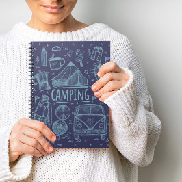 Illustration av camping utomhus anteckningsbok