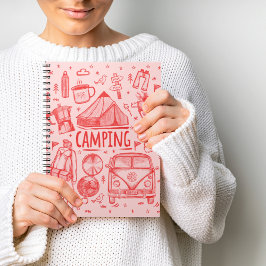 Illustration av camping utomhus anteckningsbok
