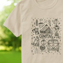 Illustration av camping utomhus t shirt