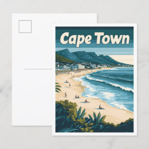 Illustration av Cape Town South Afrika Vintage res Vykort