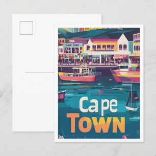Illustration av Cape Town South Afrika Vintage res Vykort