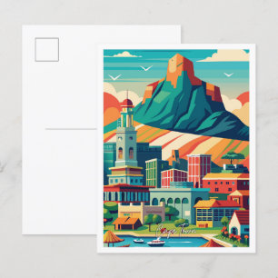 Illustration av Cape Town South Afrika Vintage res Vykort