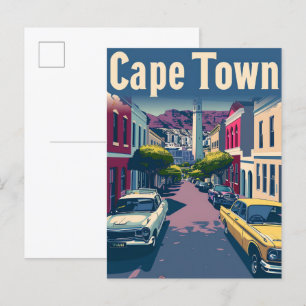 Illustration av Cape Town South Afrika Vintage res Vykort