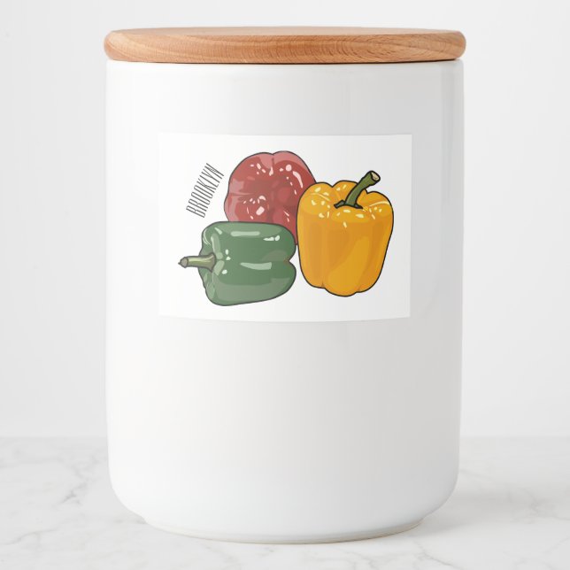 illustration av Capsicum-tecknaden Mat Etiketter (Framsida)