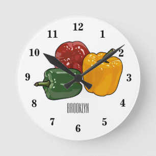 illustration av Capsicum-tecknaden Rund Klocka