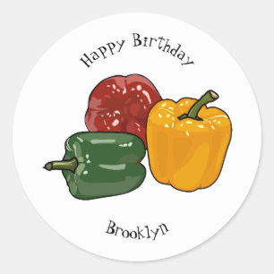 illustration av Capsicum-tecknaden Runt Klistermärke