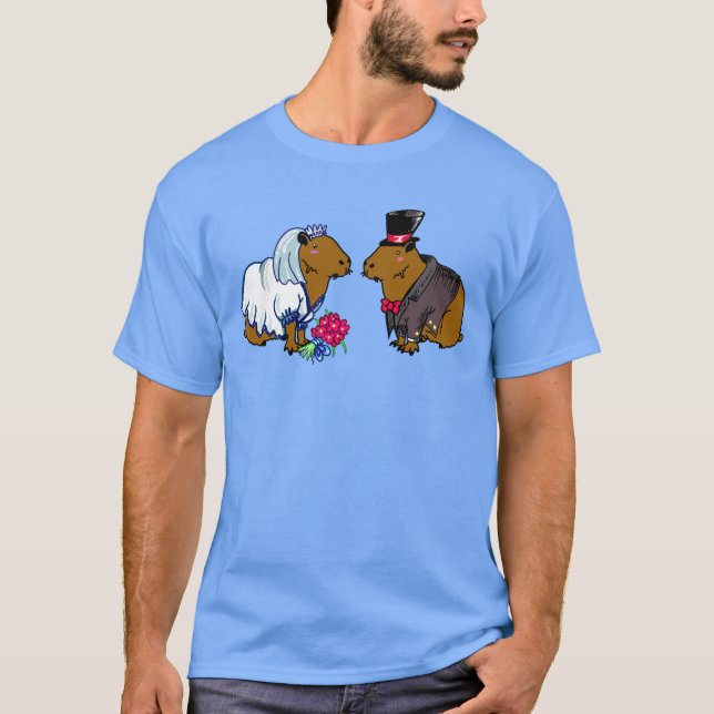 illustration av Capybara Bride & Groom Cute Bröllo T Shirt (Framsida)