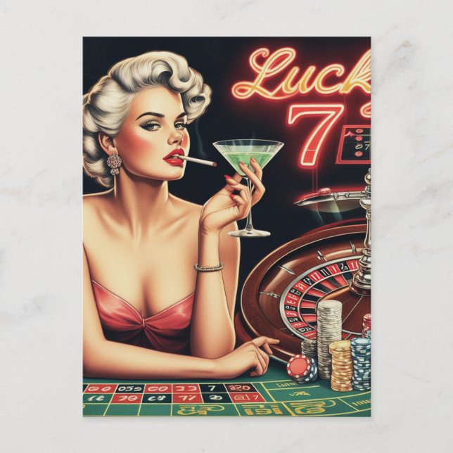 Illustration av Casino Pin Up Vykort (Framsida)