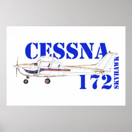 Illustration av Cessna 172 Skyhawk flygplansdesign Poster