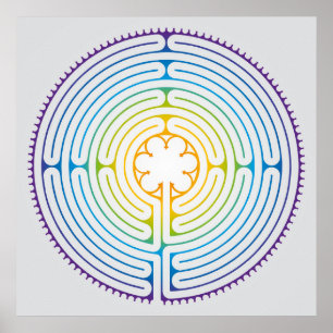Illustration av Chartres labyrint - Rainbow Färg Poster
