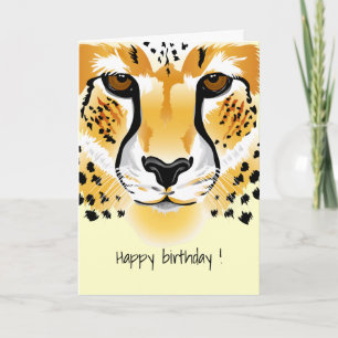 illustration av cheetah head närbild på födelsedag kort