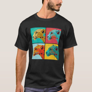 Illustration av Cheetah Pop Färgstarka djur Kvinno T Shirt