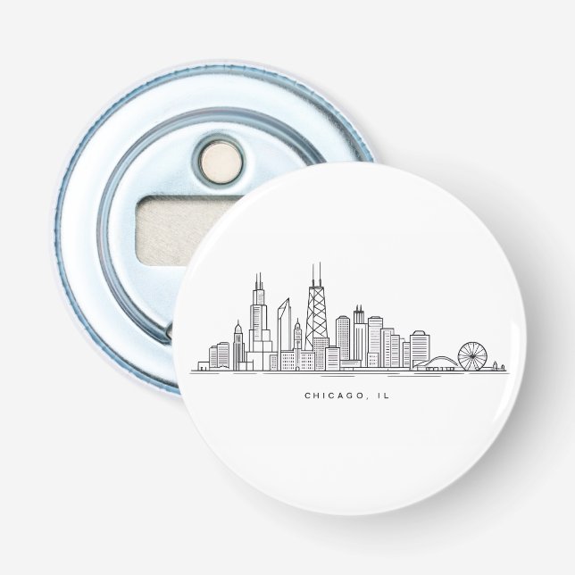 Illustration av Chicago IL stadsbild Flasköppnare (Framsidan)