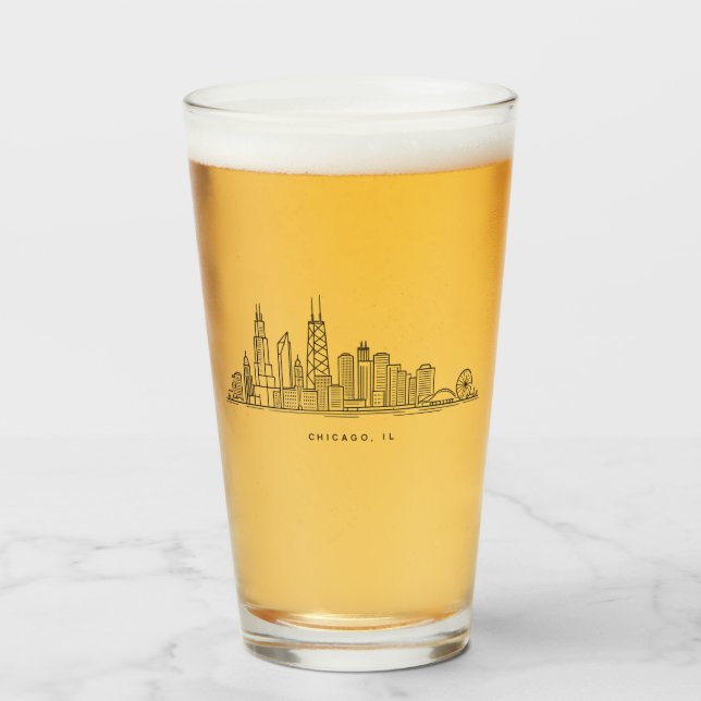 Illustration av Chicago IL stadsbild Glaskopp (Framsida fylld)