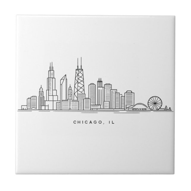 Illustration av Chicago IL stadsbild Kakelplatta (Framsidan)