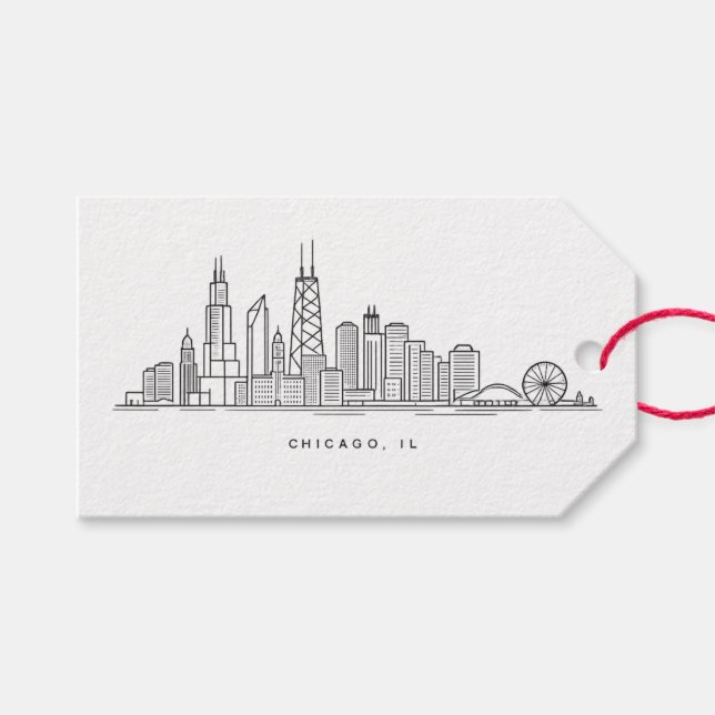 Illustration av Chicago IL stadsbild Presentetikett (Framsidan (Horisontell))