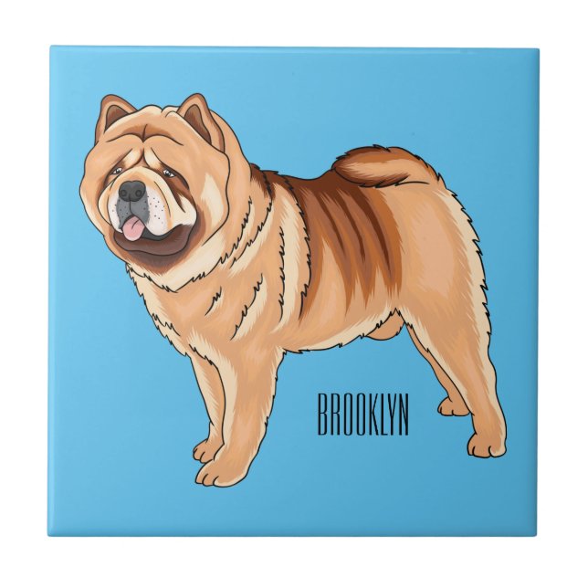 illustration av Chow Chow-tecknaden för hund Kakelplatta (Framsidan)