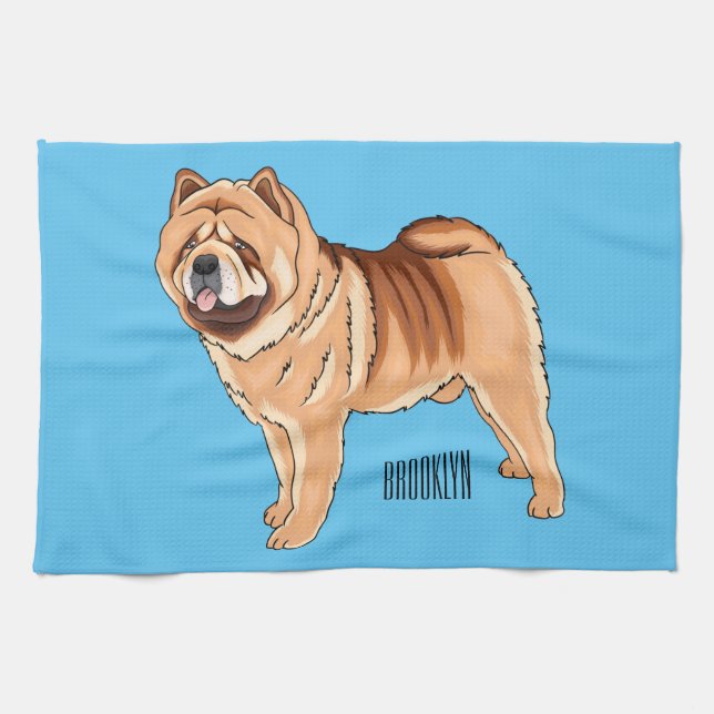 illustration av Chow Chow-tecknaden för hund Kökshandduk (Horisontell)