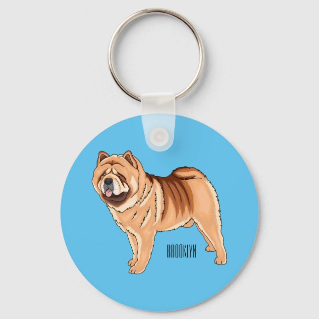 illustration av Chow Chow-tecknaden för hund Nyckelring (Framsida)