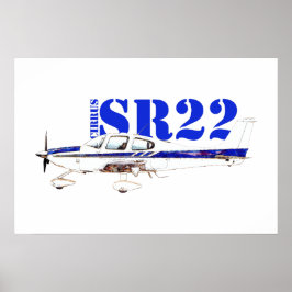 Illustration av Cirrus SR22 lätta flygplansdesign Poster