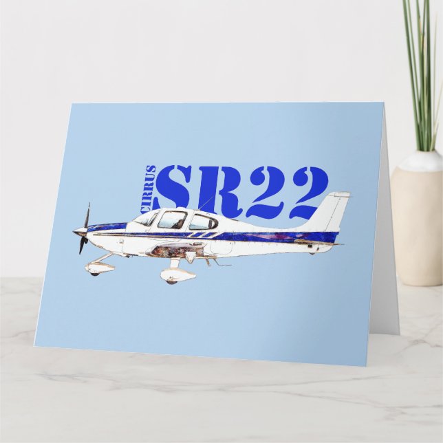Illustration av Cirrus SR22 lätta flygplansdesign Tack Kort (Framsida)