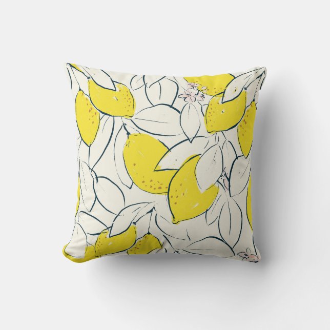 illustration av citrusfrukter av gult hand plockad kudde (Framsida)