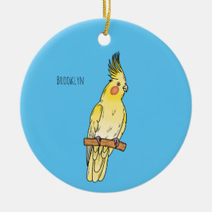 illustration av Cockatiel-fågelns tecknad Julgransprydnad Keramik