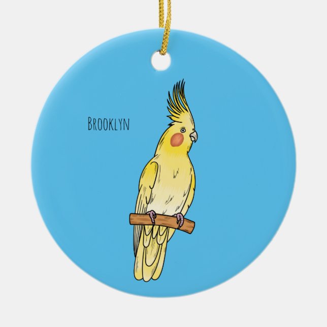 illustration av Cockatiel-fågelns tecknad Julgransprydnad Keramik (Framsidan)