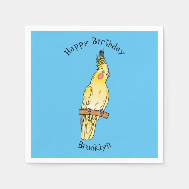 illustration av Cockatiel-fågelns tecknad Pappersservett (Framsidan)