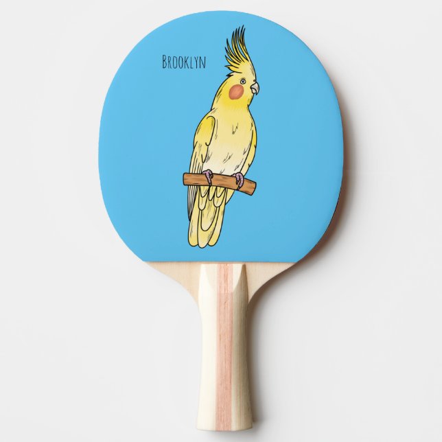 illustration av Cockatiel-fågelns tecknad Pingisracket (Framsidan)
