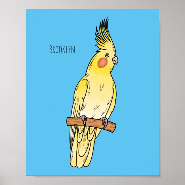 illustration av Cockatiel-fågelns tecknad Poster (Framsidan)