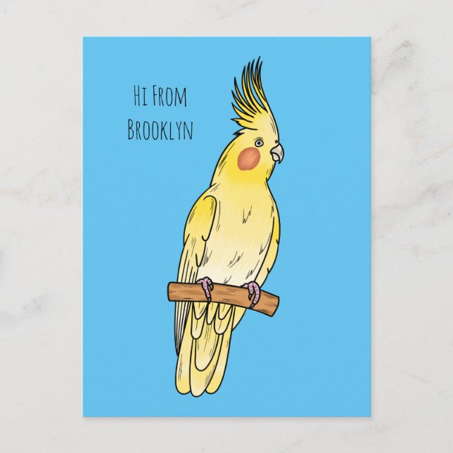 illustration av Cockatiel-fågelns tecknad Vykort (Framsida)