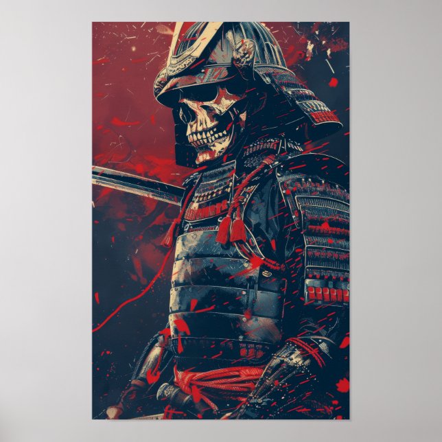 Illustration av Coolan Samurai Warrior Skull Poste Poster (Framsidan)