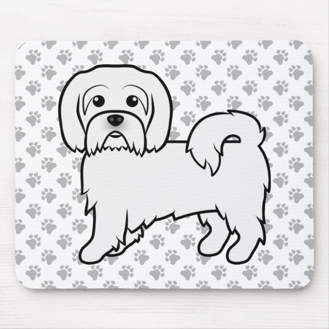 Illustration av Coton de Tulear Cute Tecknad hund Musmatta (Framsidan)
