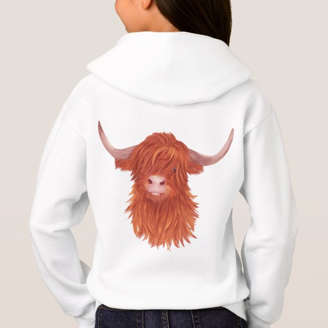 Illustration av Cow-Orange i högland   T Shirt (Baksida)