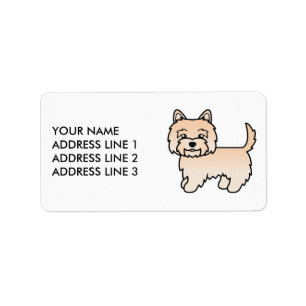 Illustration av Cream Cairn Terrier Hund med Anpas Adressetikett