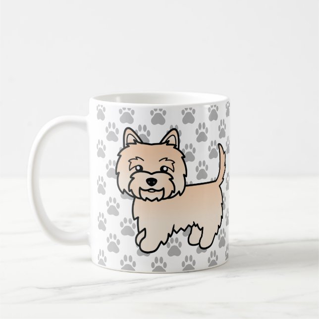Illustration av Cream Cairn Terrier Hund & Tassar Kaffemugg (Vänster)