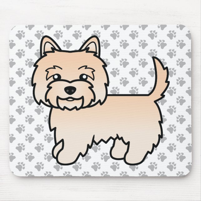 Illustration av Cream Cairn Terrier Hund & Tassar Musmatta (Framsidan)