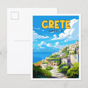 illustration av Crete Greece vintage resor Vykort