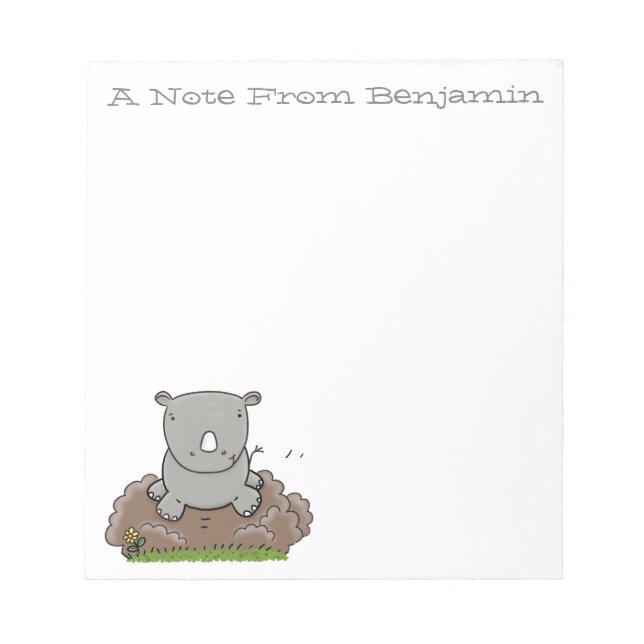 illustration av Cute baby rhino-gröntens tecknad Anteckningsblock (Framsida)