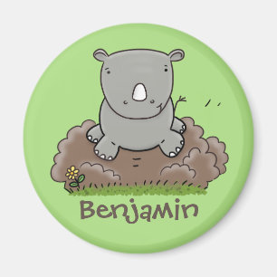 illustration av Cute baby rhino-gröntens tecknad Magnet