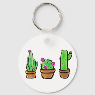 Illustration av Cute Cactus Trio Nyckelring